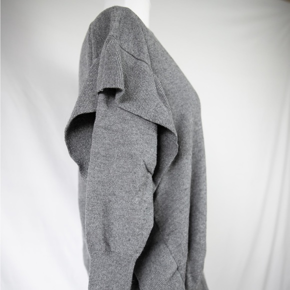 Zara grey pullover sweater w/ ruffles - Picture 7 of 8
